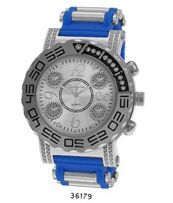 TRENDY FASHION Blue/Silver Bullet Band Silicon Strap , Hip-Hop Silver Case, Silver Dial BY FASHION DESTINATION