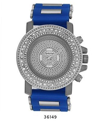 TRENDY FASHION Blue/Silver Bullet Band Silicon Strap , Hip-Hop Silver Case, Silver Dial BY FASHION DESTINATION