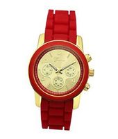 TRENDY FASHION Red Silicon Strap , Red Case/Gold Dial BY FASHION DESTINATION