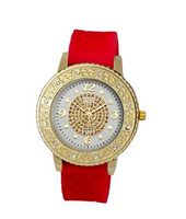 TRENDY FASHION Red Silicon Strap , Rose Gold Case, White/ Gold Dial BY FASHION DESTINATION
