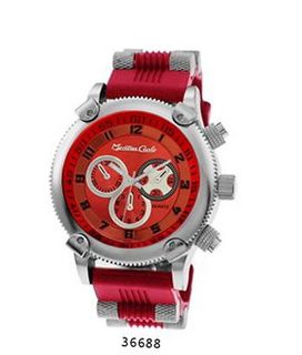 TRENDY FASHION Red/Silver Bullet Band Silicon Strap , Heavy Silver Case, Red Dial BY FASHION DESTINATION