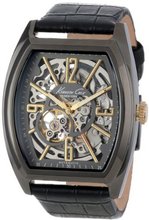 Kenneth Cole New York KC1895 Auto Gunmetal IP Barrel Case Yellow Gold Bezel