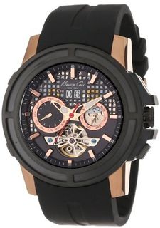 Kenneth Cole New York KC1899 Rose Gold-Tone Stainless Steel and Black Silicone