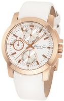 Kenneth Cole New York KC2695 Chronograph Rose Gold Tone Bezel White Leather Strap