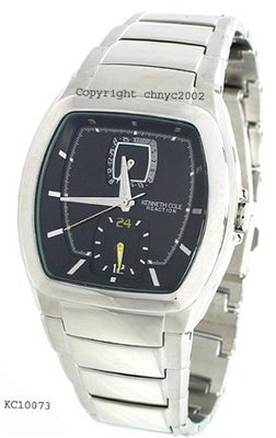 Kenneth Cole KC3685 Reaction Black Dial Silver-Tone Bracelet