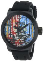 Kenneth Cole REACTION RK1251 Street Collection Round Analog Custom Graphic Silicone