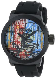 Kenneth Cole REACTION RK1251 Street Collection Round Analog Custom Graphic Silicone