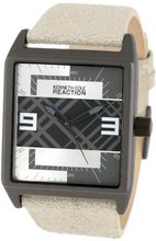 Kenneth Cole REACTION Unisex RK1276 Street Sport Gunmetal Rectangle Brushed Case Analog Leather Strap