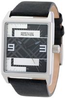 Kenneth Cole REACTION Unisex RK1277 Street Sport Silver Rectangle Brushed Case Analog Leather Strap