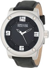 Kenneth Cole REACTION Unisex RK1312 Street Silver Case Black Leather Strap Analog