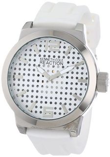 Kenneth Cole REACTION Unisex RK1319 Street Triple White Perforated Analog Dial