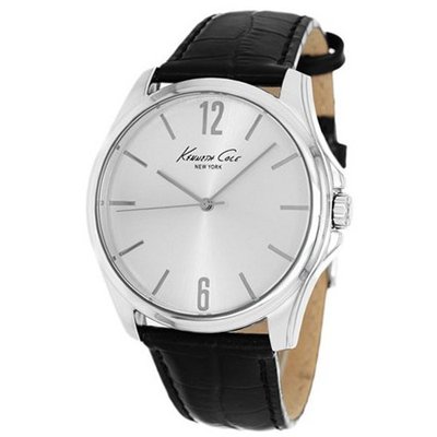 Kenneth Cole KCW1042 New York Quartz Silver Sunray Dial Black Leather Strap