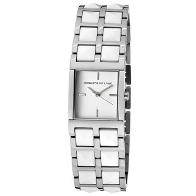 Kenneth Jay Lane KJLANE-1502 1500 Series White Dial Stainless Steel and White Resin