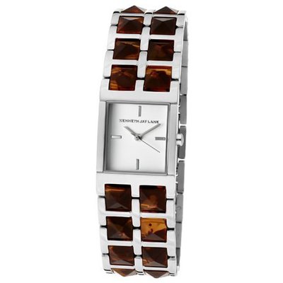 Kenneth Jay Lane KJLANE-1503 1500 Series Mother-Of-Pearl Dial Stainless Steel and Brown Tortoise Resin