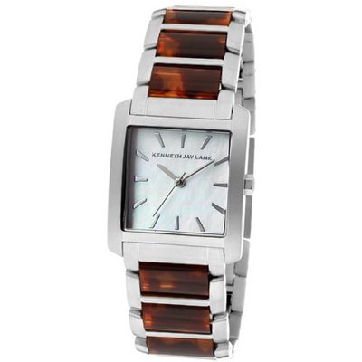 Kenneth Jay Lane KJLANE-1603 White Dial Stainless Steel and Brown Tortoise Resin