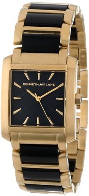 Kenneth Jay Lane KJLANE-1606 900 Series Black Textured Dial Gold Ion-Plated Stainless Steel and Black Resin
