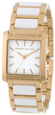 Kenneth Jay Lane KJLANE-1607 900 Series White Dial Gold Ion-Plated Stainless Steel and White Resin