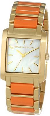 Kenneth Jay Lane KJLANE-1610 Mother-Of-Pearl Dial Gold Ion-Plated Stainless Steel and Coral Resin