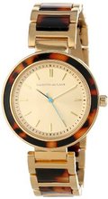 Kenneth Jay Lane KJLANE-2003 Gold Dial Gold Ion-Plated Stainless Steel and Brown Tortoise Resin