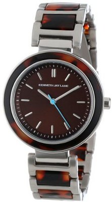 Kenneth Jay Lane KJLANE-2015 Brown Sunray Dial Stainless Steel and Brown Tortoise Resin