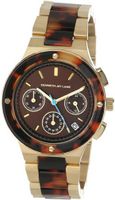 Kenneth Jay Lane KJLANE-2101 Chronograph Brown Sunray Dial Gold Ion-Plated Stainless Steel and Brown Tortoise Resin