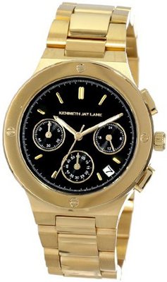 Kenneth Jay Lane KJLANE-2104 Chronograph Black Dial Gold Ion-Plated Stainless Steel
