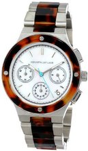 Kenneth Jay Lane KJLANE-2114 Chronograph White Mother-Of-Pearl Dial Stainless Steel and Brown Tortoise Resin
