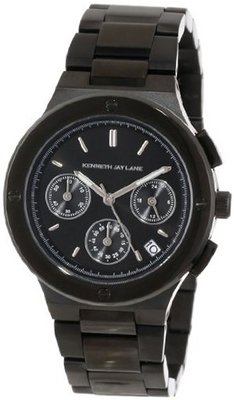 Kenneth Jay Lane KJLANE-2124 Chronograph Black Dial Black Ion-Plated Stainless Steel