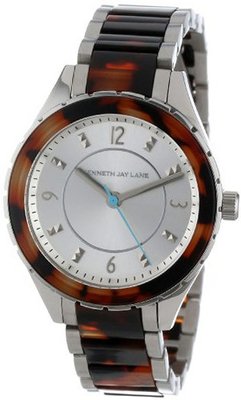 Kenneth Jay Lane KJLANE-2216 Silver Dial Stainless Steel and Brown Tortoise Resin