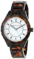 Kenneth Jay Lane KJLANE-2222 Mother-Of-Pearl Dial Black Ion-Plated Stainless Steel and Brown Tortoise Resin