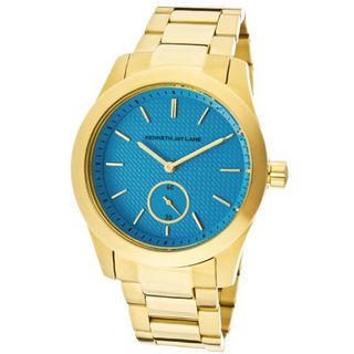 Kenneth Jay Lane KJLANE-2303B Blue Textured Dial Gold Ion-Plated Stainless Steel