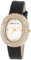 Kenneth Jay Lane KJLANE-2403S-01 Mother-Of-Pearl Dial Crystal Accented Black Silk and Leather