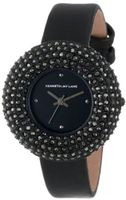 Kenneth Jay Lane KJLANE-2501S-01 Black Dial Hematite Accented Black Silk and Leather