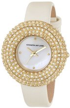Kenneth Jay Lane KJLANE-2504S-016 2500 Series White Mother-Of-Pearl Dial White Satin