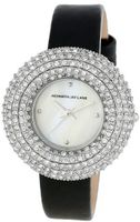 Kenneth Jay Lane KJLANE-2505S-01 Mother-Of-Pearl Dial Crystal Accented Black Silk and Leather