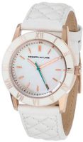 Kenneth Jay Lane KJLane-3401 White Mother-Of-Pearl Dial White Quilted Leather