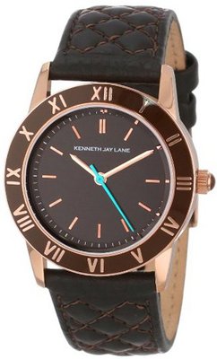 Kenneth Jay Lane KJLane-3402 Brown Dial Brown Quilted Leather
