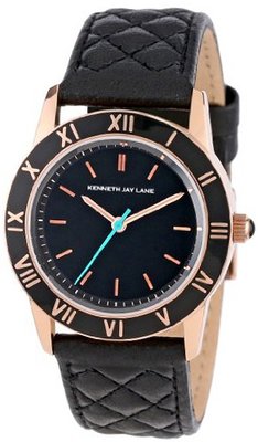 Kenneth Jay Lane KJLane-3403 Black Dial Black Quilted Leather