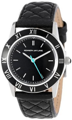 Kenneth Jay Lane KJLane-3413 Black Dial Black Quilted Leather
