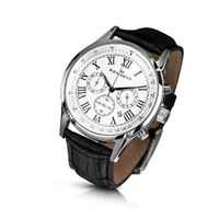 KENNETT Quartz with White Dial Chronograph Display and Black Leather Strap 3001.4101