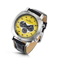 KENNETT Quartz with Yellow Dial Chronograph Display and Black Leather Strap 2001.4103