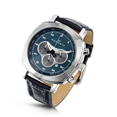 uKennett KENNETT Quartz with Green Dial Chronograph Display and Black Leather Strap 2001.4104 