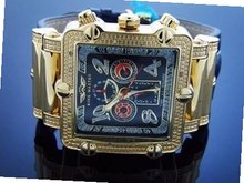 King Master 20 Diamond 46m Square Yellow Gold Case Black Band