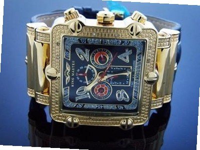 King Master 20 Diamond 46m Square Yellow Gold Case Black Band