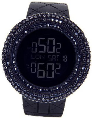 KING MASTER 25.00ct Lab Made Diamond Joe Rodeo Aqua Master Jojino All Blacked Out Case Digital Black Band