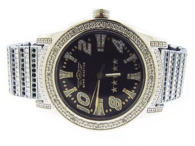 King Master 50mm Round 12 Diamonds Ss Band