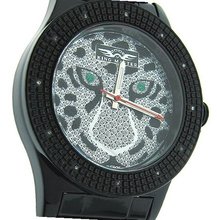 King Master Black Ionic Case Tiger Face Dial Diamond KM-49