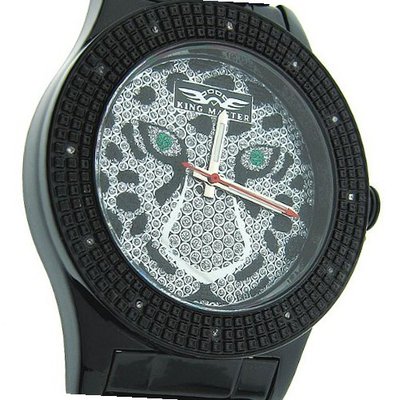 King Master Black Ionic Case Tiger Face Dial Diamond KM-49