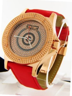 King Master Diamond Rose Gold Tone Red Band