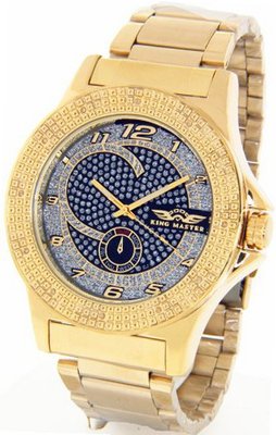 King Master Genuine Diamond 18K Gold Case Metal Band w/ 2 Interchangeable Bands #KM-557